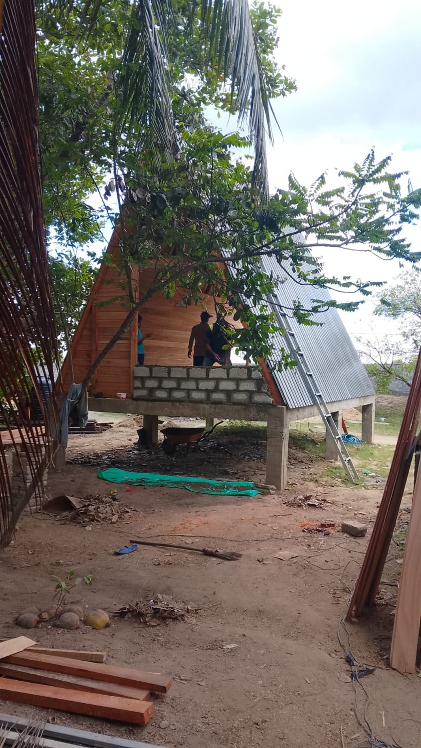 A-frame cabana construction side view