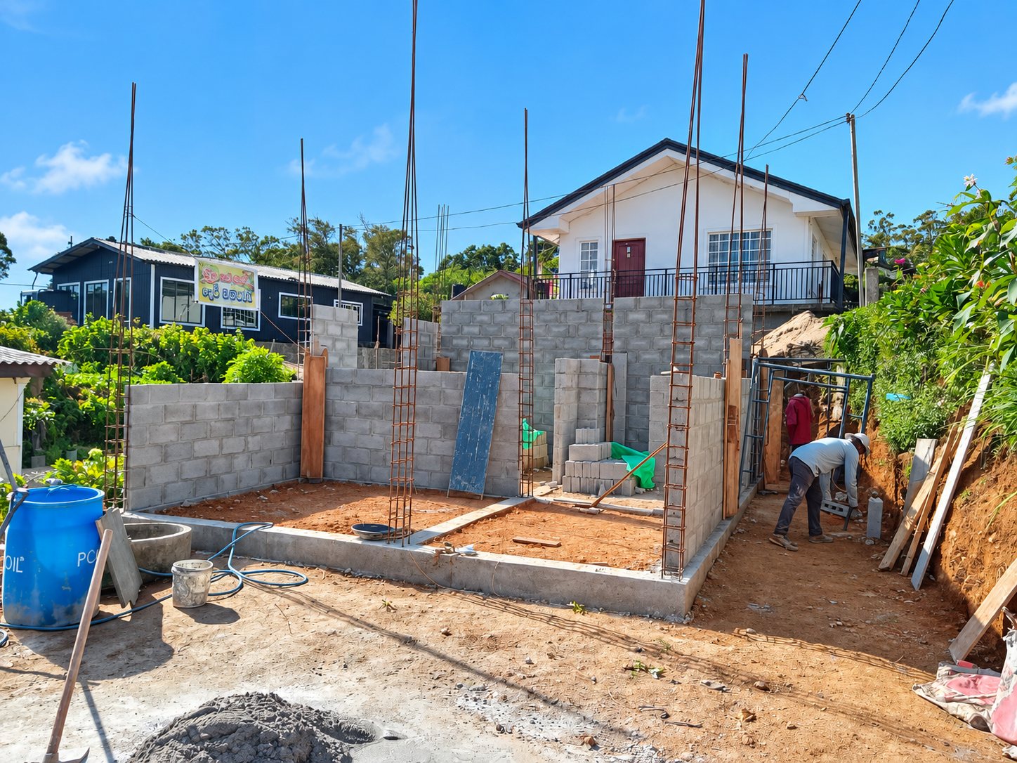 Active residential construction work in Nuwara Eliya